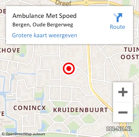 Locatie op kaart van de 112 melding: Ambulance Met Spoed Naar Bergen, Oude Bergerweg op 21 augustus 2024 10:28