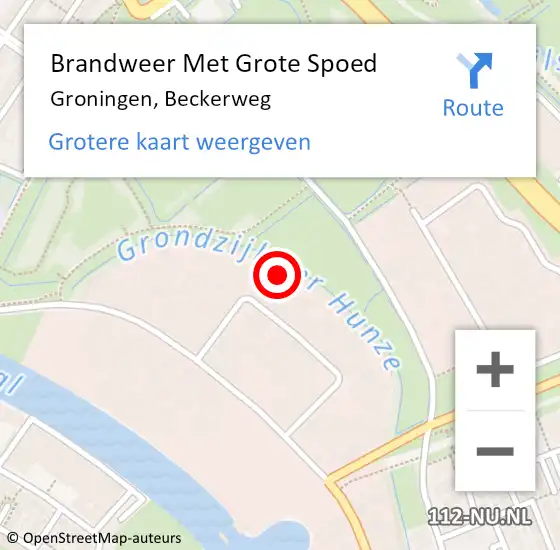 Locatie op kaart van de 112 melding: Brandweer Met Grote Spoed Naar Groningen, Beckerweg op 21 augustus 2024 10:36