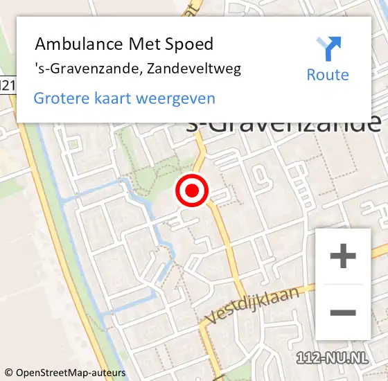 Locatie op kaart van de 112 melding: Ambulance Met Spoed Naar 's-Gravenzande, Zandeveltweg op 21 augustus 2024 10:49