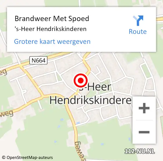 Locatie op kaart van de 112 melding: Brandweer Met Spoed Naar 's-Heer Hendrikskinderen op 21 augustus 2024 10:55