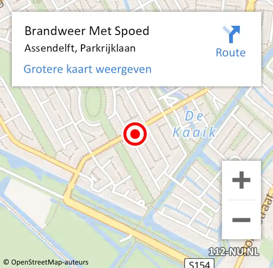 Locatie op kaart van de 112 melding: Brandweer Met Spoed Naar Assendelft, Parkrijklaan op 21 augustus 2024 11:16