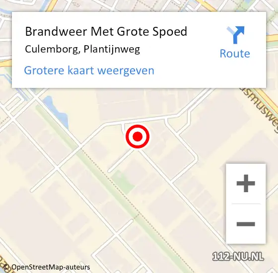 Locatie op kaart van de 112 melding: Brandweer Met Grote Spoed Naar Culemborg, Plantijnweg op 21 augustus 2024 11:18