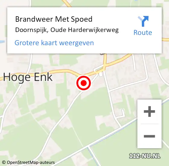 Locatie op kaart van de 112 melding: Brandweer Met Spoed Naar Doornspijk, Oude Harderwijkerweg op 21 augustus 2024 11:32