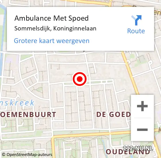 Locatie op kaart van de 112 melding: Ambulance Met Spoed Naar Sommelsdijk, Koninginnelaan op 21 augustus 2024 11:52