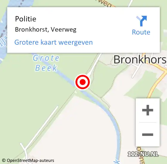 Locatie op kaart van de 112 melding: Politie Bronkhorst, Veerweg op 21 augustus 2024 12:18