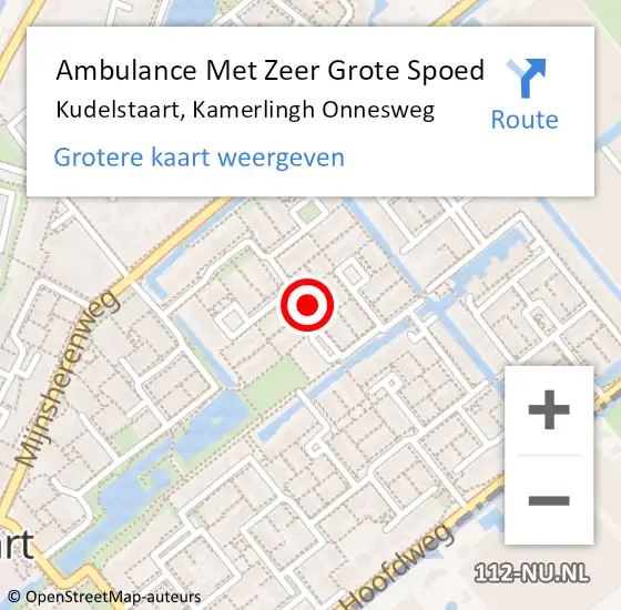 Locatie op kaart van de 112 melding: Ambulance Met Zeer Grote Spoed Naar Kudelstaart, Kamerlingh Onnesweg op 21 augustus 2024 12:23