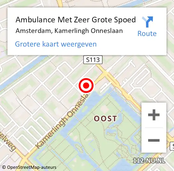 Locatie op kaart van de 112 melding: Ambulance Met Zeer Grote Spoed Naar Amsterdam, Kamerlingh Onneslaan op 21 augustus 2024 12:26