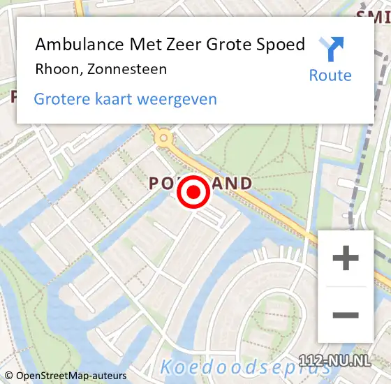 Locatie op kaart van de 112 melding: Ambulance Met Zeer Grote Spoed Naar Rhoon, Zonnesteen op 21 augustus 2024 12:34