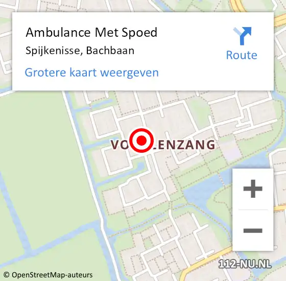 Locatie op kaart van de 112 melding: Ambulance Met Spoed Naar Spijkenisse, Bachbaan op 21 augustus 2024 12:42