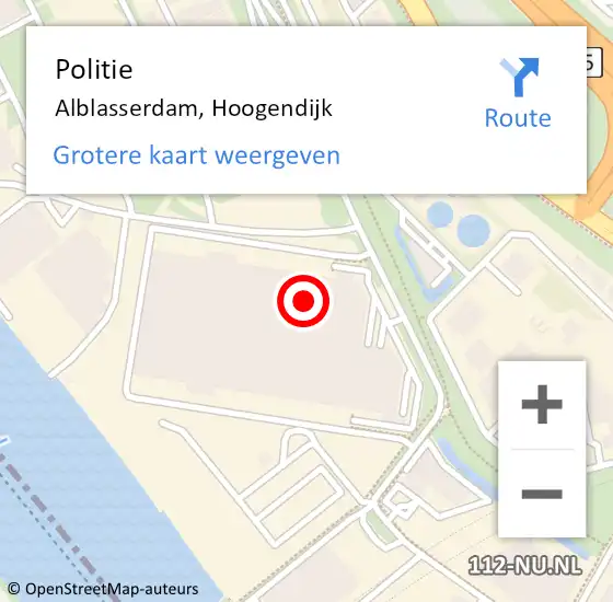 Locatie op kaart van de 112 melding: Politie Alblasserdam, Hoogendijk op 21 augustus 2024 13:07