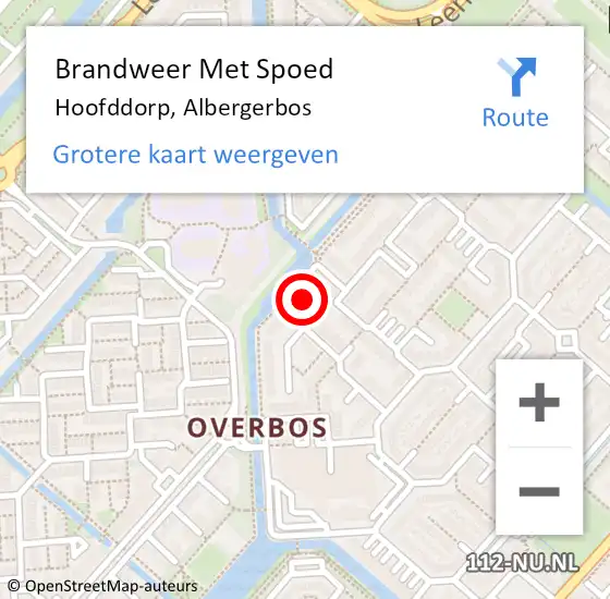 Locatie op kaart van de 112 melding: Brandweer Met Spoed Naar Hoofddorp, Albergerbos op 21 augustus 2024 13:09