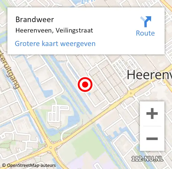 Locatie op kaart van de 112 melding: Brandweer Heerenveen, Veilingstraat op 21 augustus 2024 13:17