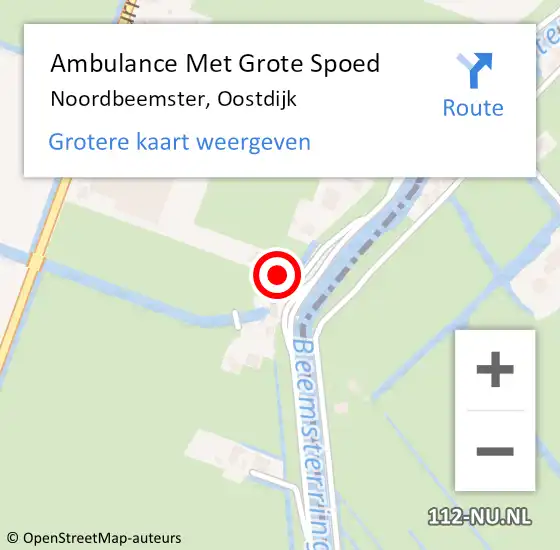 Locatie op kaart van de 112 melding: Ambulance Met Grote Spoed Naar Noordbeemster, Oostdijk op 17 oktober 2014 04:48