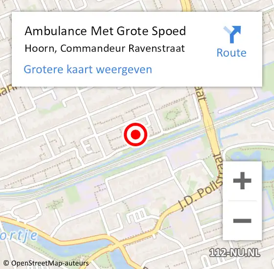 Locatie op kaart van de 112 melding: Ambulance Met Grote Spoed Naar Hoorn, Commandeur Ravenstraat op 21 augustus 2024 13:41