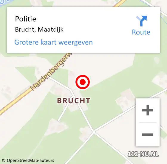 Locatie op kaart van de 112 melding: Politie Brucht, Maatdijk op 21 augustus 2024 13:46