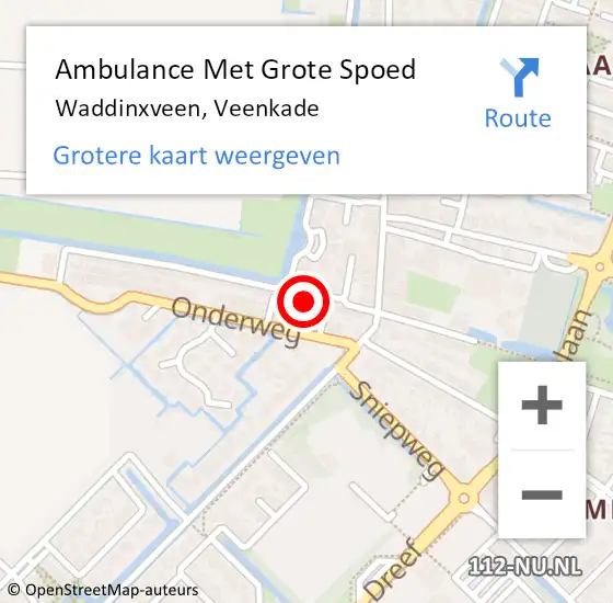 Locatie op kaart van de 112 melding: Ambulance Met Grote Spoed Naar Waddinxveen, Veenkade op 17 oktober 2014 04:52