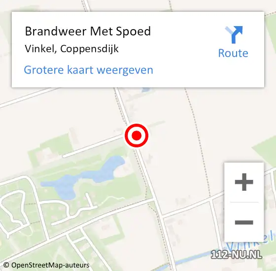 Locatie op kaart van de 112 melding: Brandweer Met Spoed Naar Vinkel, Coppensdijk op 21 augustus 2024 14:06