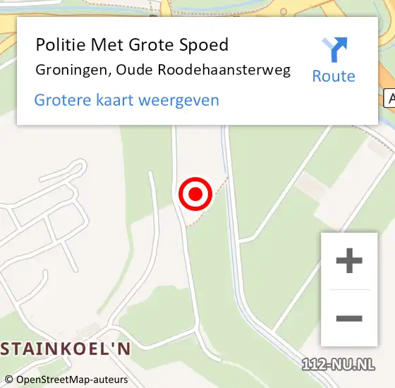 Locatie op kaart van de 112 melding: Politie Met Grote Spoed Naar Groningen, Oude Roodehaansterweg op 21 augustus 2024 14:10