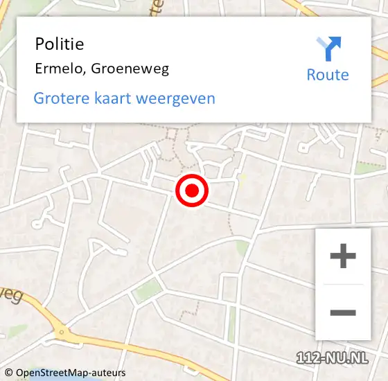 Locatie op kaart van de 112 melding: Politie Ermelo, Groeneweg op 21 augustus 2024 14:28