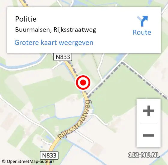 Locatie op kaart van de 112 melding: Politie Buurmalsen, Rijksstraatweg op 21 augustus 2024 14:31