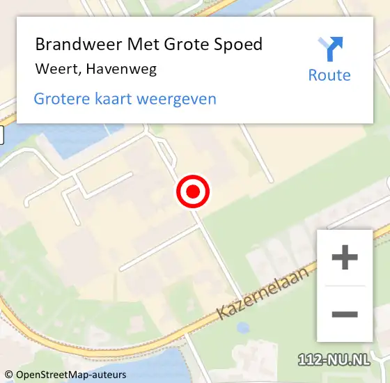 Locatie op kaart van de 112 melding: Brandweer Met Grote Spoed Naar Weert, Havenweg op 21 augustus 2024 15:03