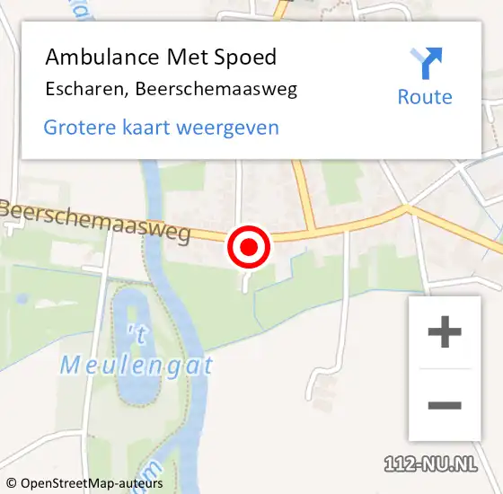 Locatie op kaart van de 112 melding: Ambulance Met Spoed Naar Escharen, Beerschemaasweg op 17 oktober 2014 05:14