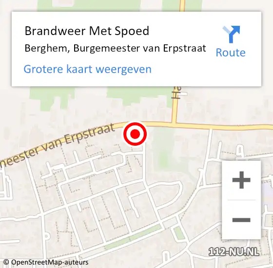 Locatie op kaart van de 112 melding: Brandweer Met Spoed Naar Berghem, Burgemeester van Erpstraat op 21 augustus 2024 15:19