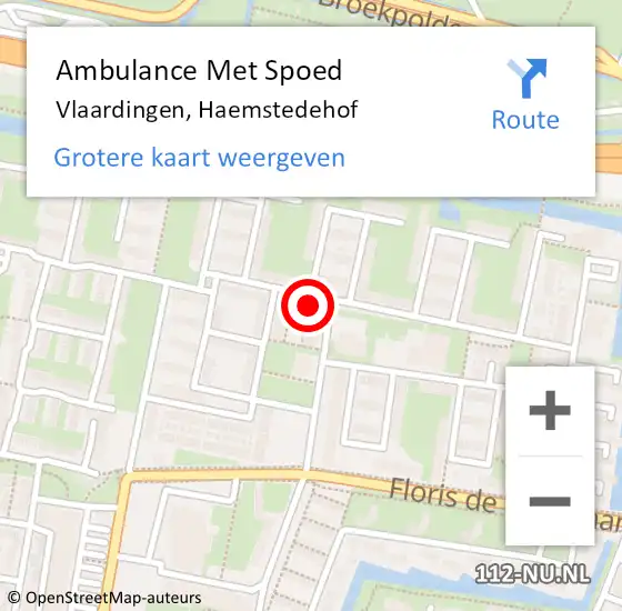 Locatie op kaart van de 112 melding: Ambulance Met Spoed Naar Vlaardingen, Haemstedehof op 21 augustus 2024 15:21