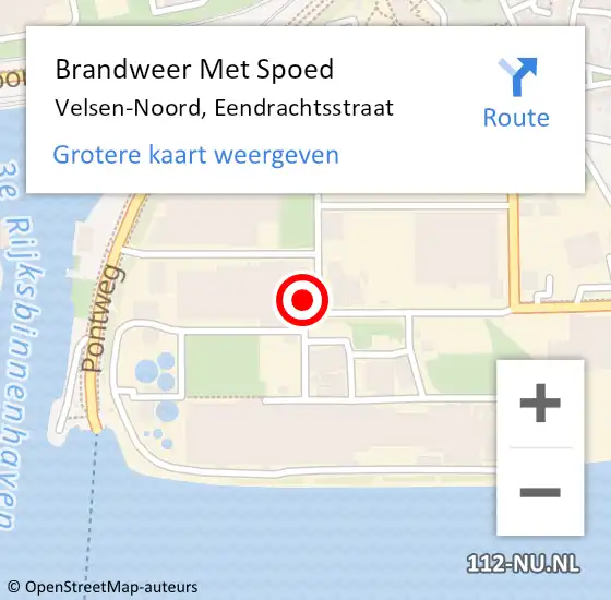 Locatie op kaart van de 112 melding: Brandweer Met Spoed Naar Velsen-Noord, Eendrachtsstraat op 21 augustus 2024 15:22