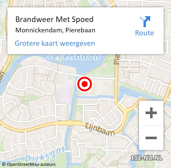 Locatie op kaart van de 112 melding: Brandweer Met Spoed Naar Monnickendam, Pierebaan op 21 augustus 2024 15:26