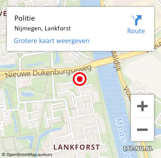 Locatie op kaart van de 112 melding: Politie Nijmegen, Lankforst op 21 augustus 2024 15:30