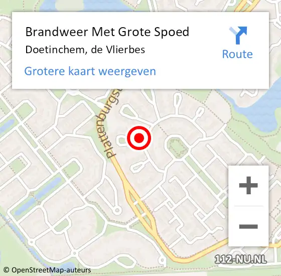 Locatie op kaart van de 112 melding: Brandweer Met Grote Spoed Naar Doetinchem, de Vlierbes op 21 augustus 2024 15:38