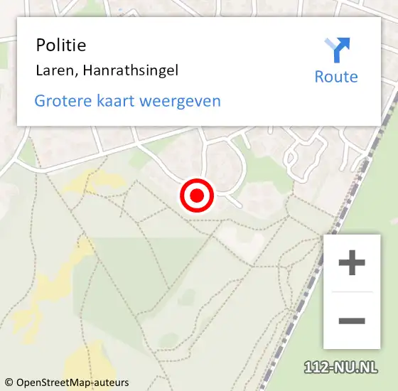 Locatie op kaart van de 112 melding: Politie Laren, Hanrathsingel op 21 augustus 2024 15:40