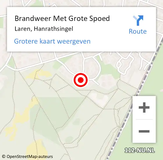 Locatie op kaart van de 112 melding: Brandweer Met Grote Spoed Naar Laren, Hanrathsingel op 21 augustus 2024 15:41