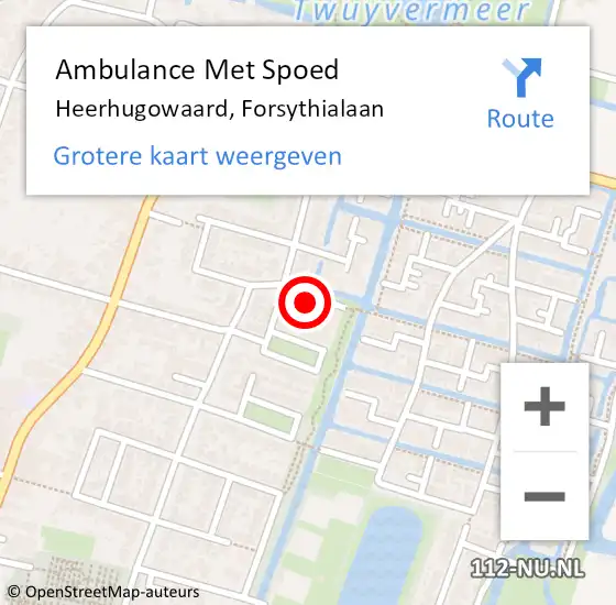 Locatie op kaart van de 112 melding: Ambulance Met Spoed Naar Sint Pancras, Forsythialaan op 21 augustus 2024 15:50