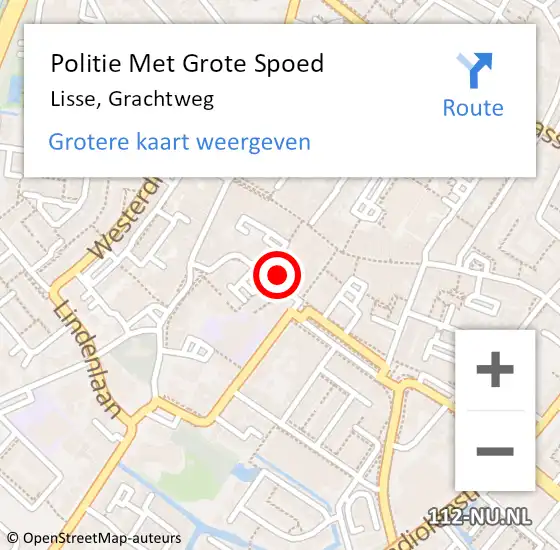 Locatie op kaart van de 112 melding: Politie Met Grote Spoed Naar Lisse, Grachtweg op 21 augustus 2024 16:10