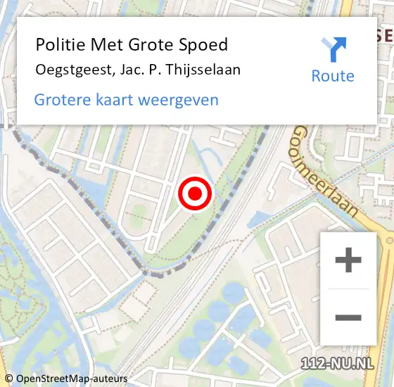 Locatie op kaart van de 112 melding: Politie Met Grote Spoed Naar Oegstgeest, Jac. P. Thijsselaan op 21 augustus 2024 16:14