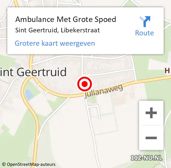 Locatie op kaart van de 112 melding: Ambulance Met Grote Spoed Naar Sint Geertruid, Libekerstraat op 17 oktober 2014 05:41