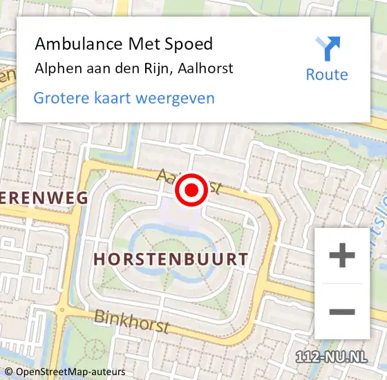 Locatie op kaart van de 112 melding: Ambulance Met Spoed Naar Alphen aan den Rijn, Aalhorst op 21 augustus 2024 16:45