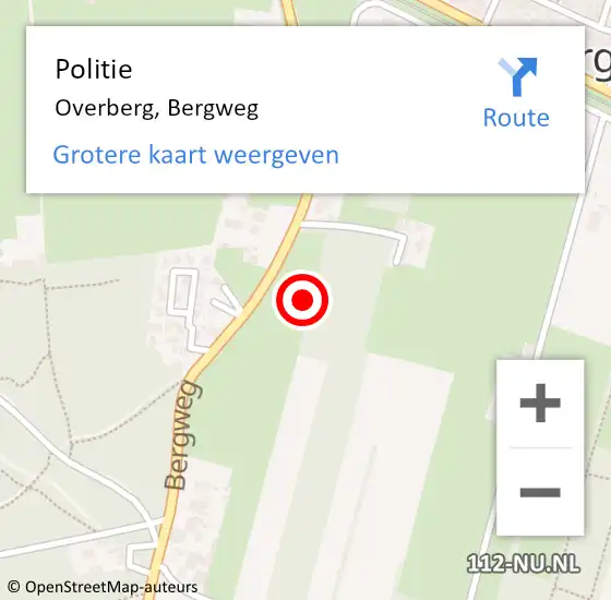 Locatie op kaart van de 112 melding: Politie Overberg, Bergweg op 21 augustus 2024 16:51