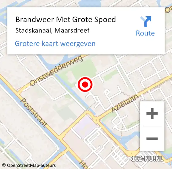 Locatie op kaart van de 112 melding: Brandweer Met Grote Spoed Naar Stadskanaal, Maarsdreef op 21 augustus 2024 16:52