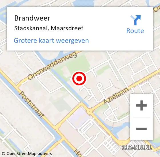 Locatie op kaart van de 112 melding: Brandweer Stadskanaal, Maarsdreef op 21 augustus 2024 16:55