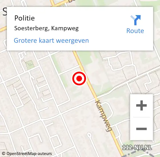 Locatie op kaart van de 112 melding: Politie Soesterberg, Kampweg op 21 augustus 2024 17:02