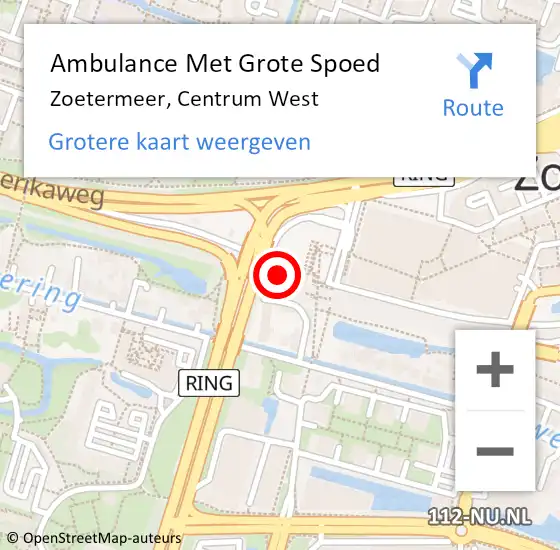 Locatie op kaart van de 112 melding: Ambulance Met Grote Spoed Naar Zoetermeer, Centrum West op 21 augustus 2024 17:23