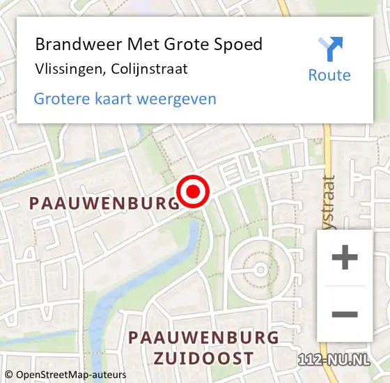 Locatie op kaart van de 112 melding: Brandweer Met Grote Spoed Naar Vlissingen, Colijnstraat op 21 augustus 2024 17:24