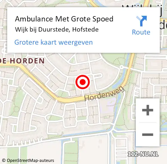 Locatie op kaart van de 112 melding: Ambulance Met Grote Spoed Naar Wijk bij Duurstede, Hofstede op 17 oktober 2014 06:14