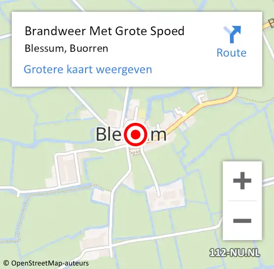 Locatie op kaart van de 112 melding: Brandweer Met Grote Spoed Naar Blessum, Buorren op 21 augustus 2024 17:35