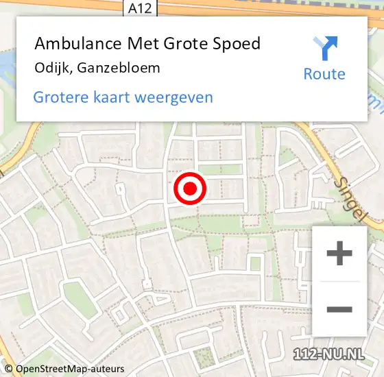 Locatie op kaart van de 112 melding: Ambulance Met Grote Spoed Naar Odijk, Ganzebloem op 17 oktober 2013 20:52