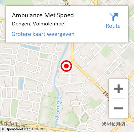 Locatie op kaart van de 112 melding: Ambulance Met Spoed Naar Dongen, Volmolenhoef op 17 oktober 2014 06:29