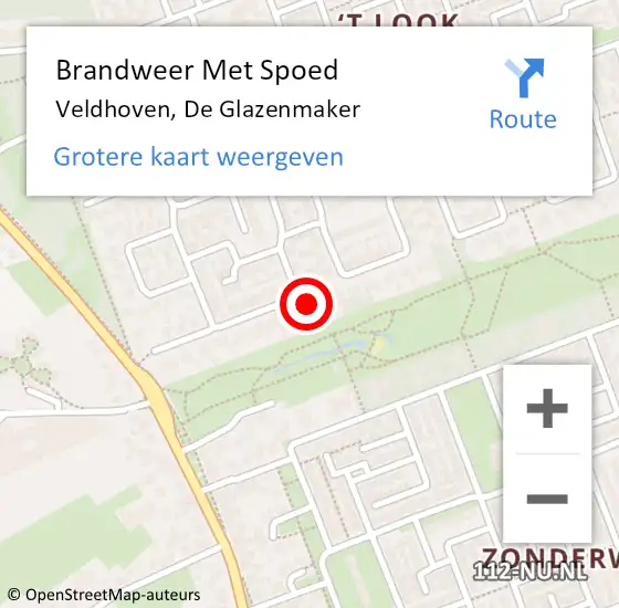 Locatie op kaart van de 112 melding: Brandweer Met Spoed Naar Veldhoven, De Glazenmaker op 21 augustus 2024 18:07